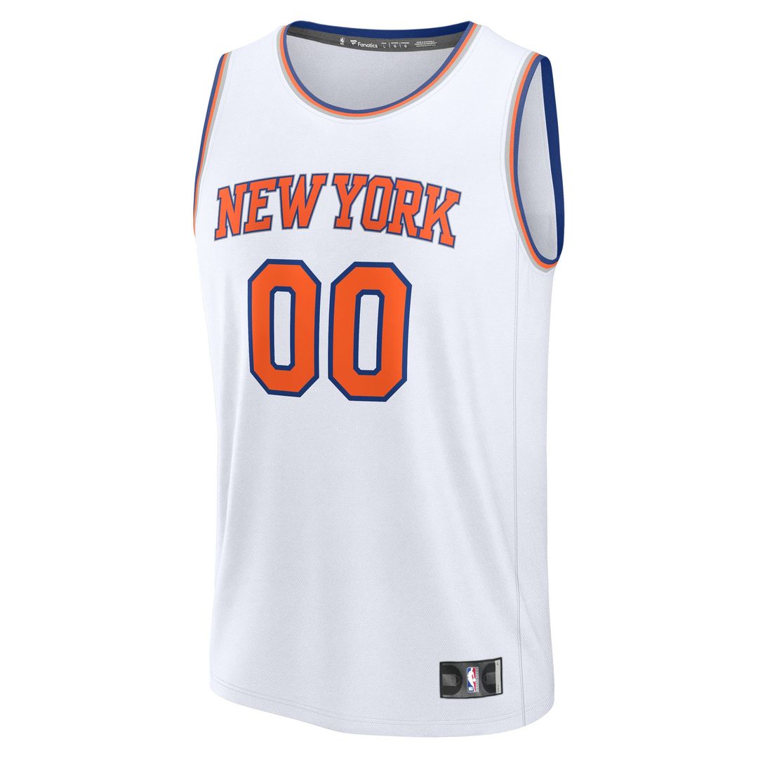 New York Knicks Fanatics Youth Fast Break Custom Jersey - Association Edition - White Team Jersey Sports Fan Apparel