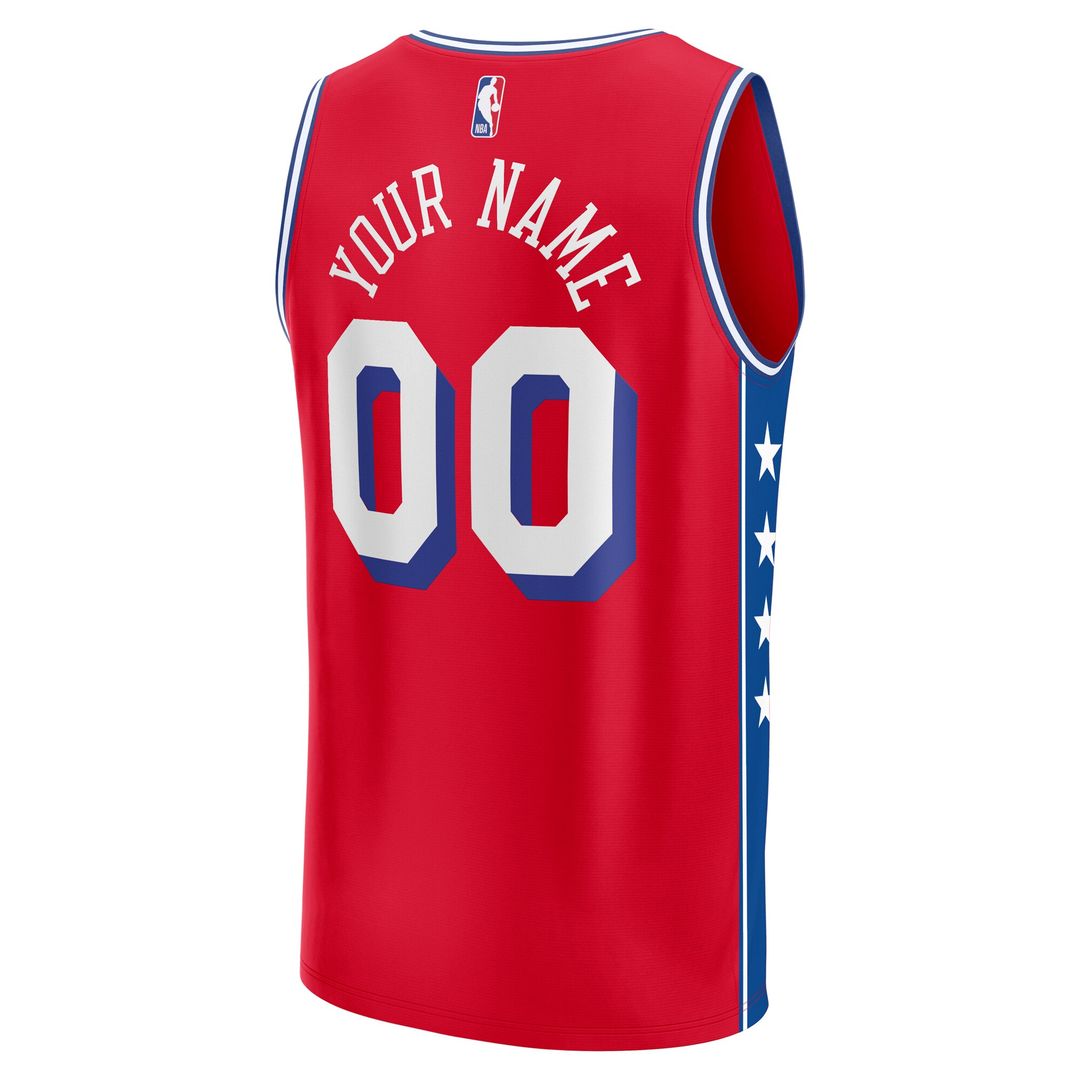 Philadelphia 76ers Fanatics Youth Fast Break Replica Custom Jersey - Statement Edition - Red Team Jersey Sports Fan Apparel