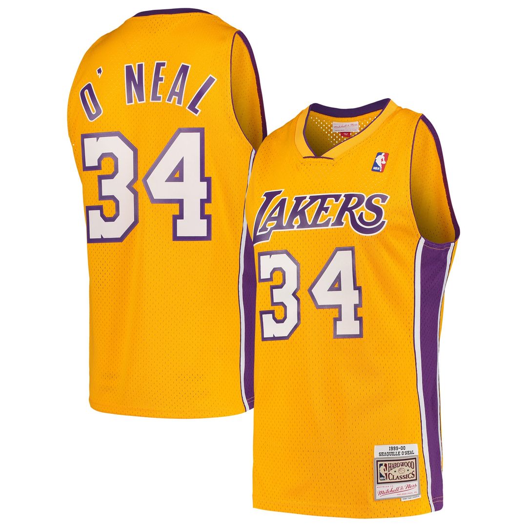 Los Angeles Lakers Shaquille O'Neal Mitchell & Ness Hardwood Classics Swingman Jersey - Gold Team Jersey Sports Fan Apparel