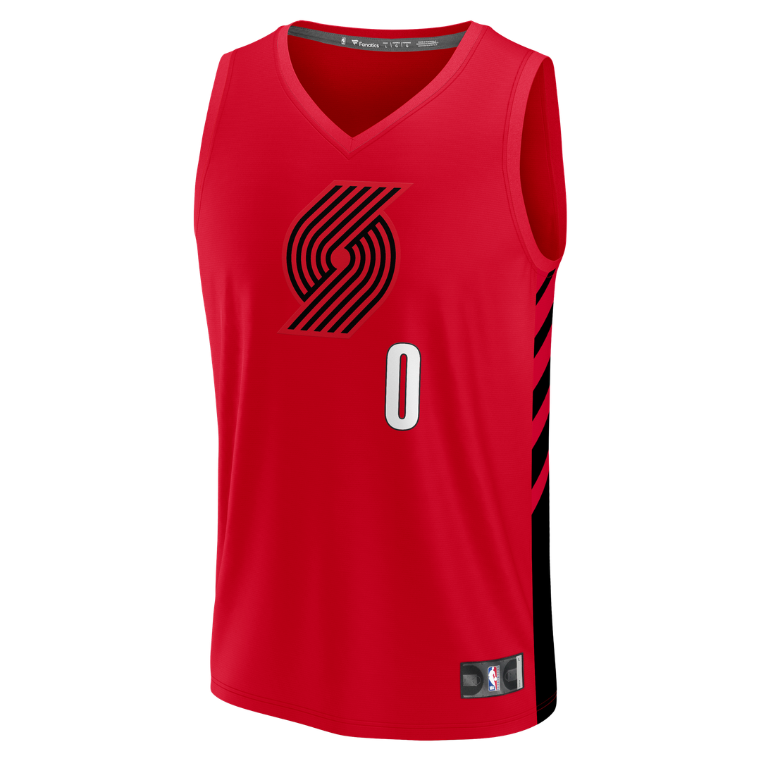 Portland Trail Blazers Damian Lillard Fanatics Fast Break Replica Jersey - Red - Statement Edition Team Jersey Sports Fan Apparel