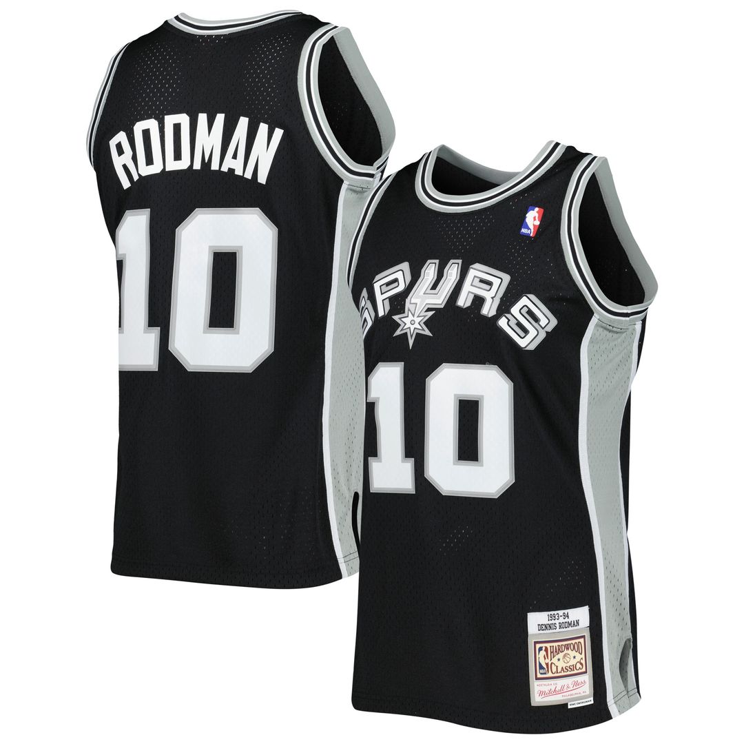 San Antonio Spurs Dennis Rodman Mitchell & Ness 1993/94 Hardwood Classics Swingman Jersey - Black Team Jersey Sports Fan Apparel