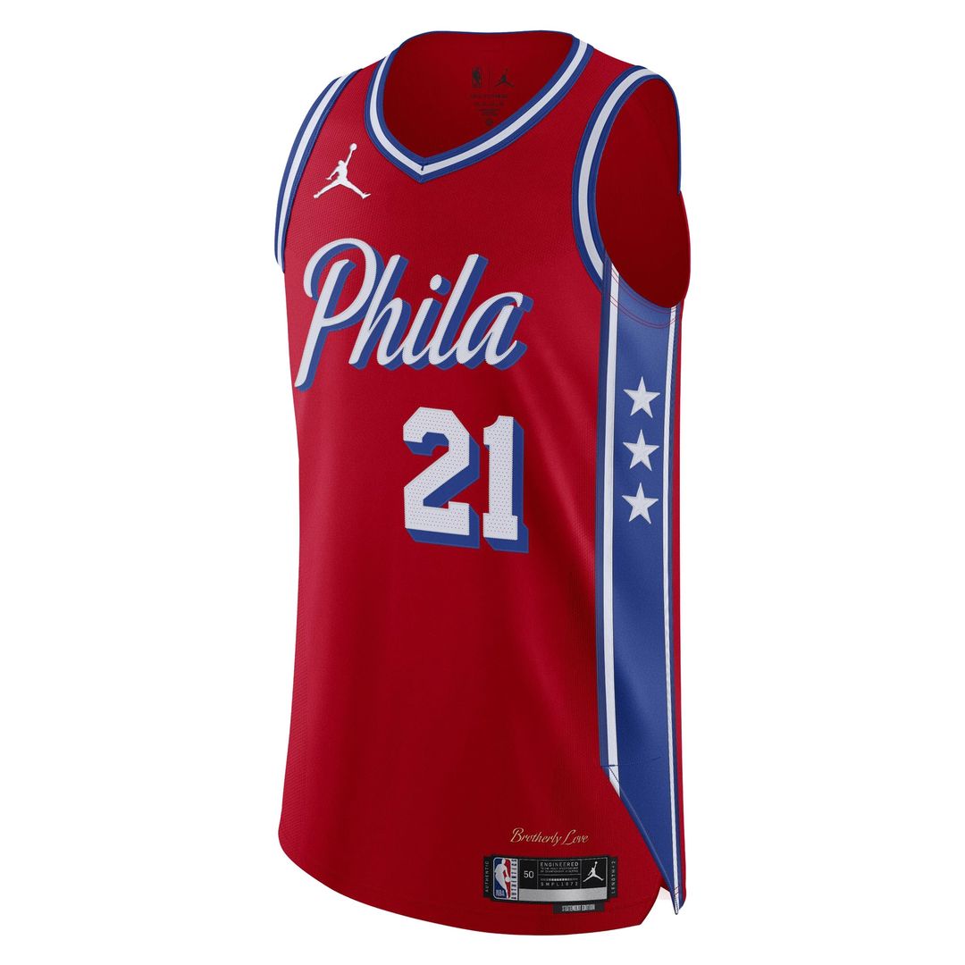Philadelphia 76ers Joel Embiid Jordan Brand Authentic Player Jersey - Statement Edition - Red Team Jersey Sports Fan Apparel