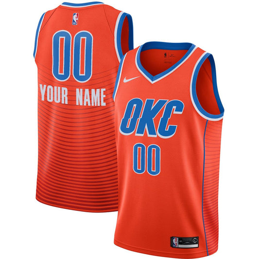 Oklahoma City Thunder Jordan Brand Swingman Custom Jersey - Statement Edition - Orange Team Jersey Sports Fan Apparel