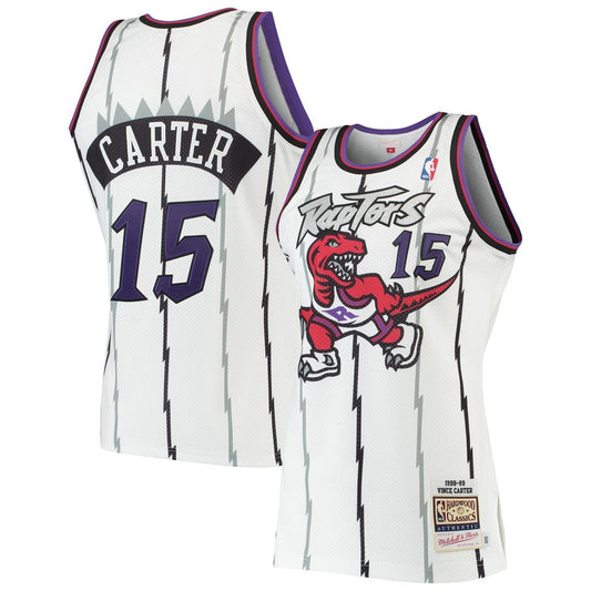 Toronto Raptors Vince Carter Mitchell & Ness 1998/99 Hardwood Classics Authentic Jersey - White Team Jersey Sports Fan Apparel