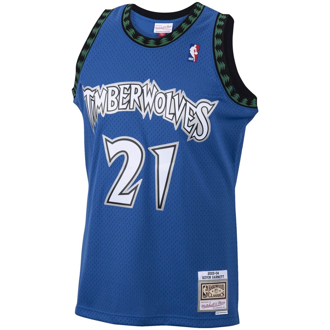 Minnesota Timberwolves Kevin Garnett Mitchell & Ness 2003/04 Hardwood Classics Swingman Jersey - Blue Team Jersey Sports Fan Apparel