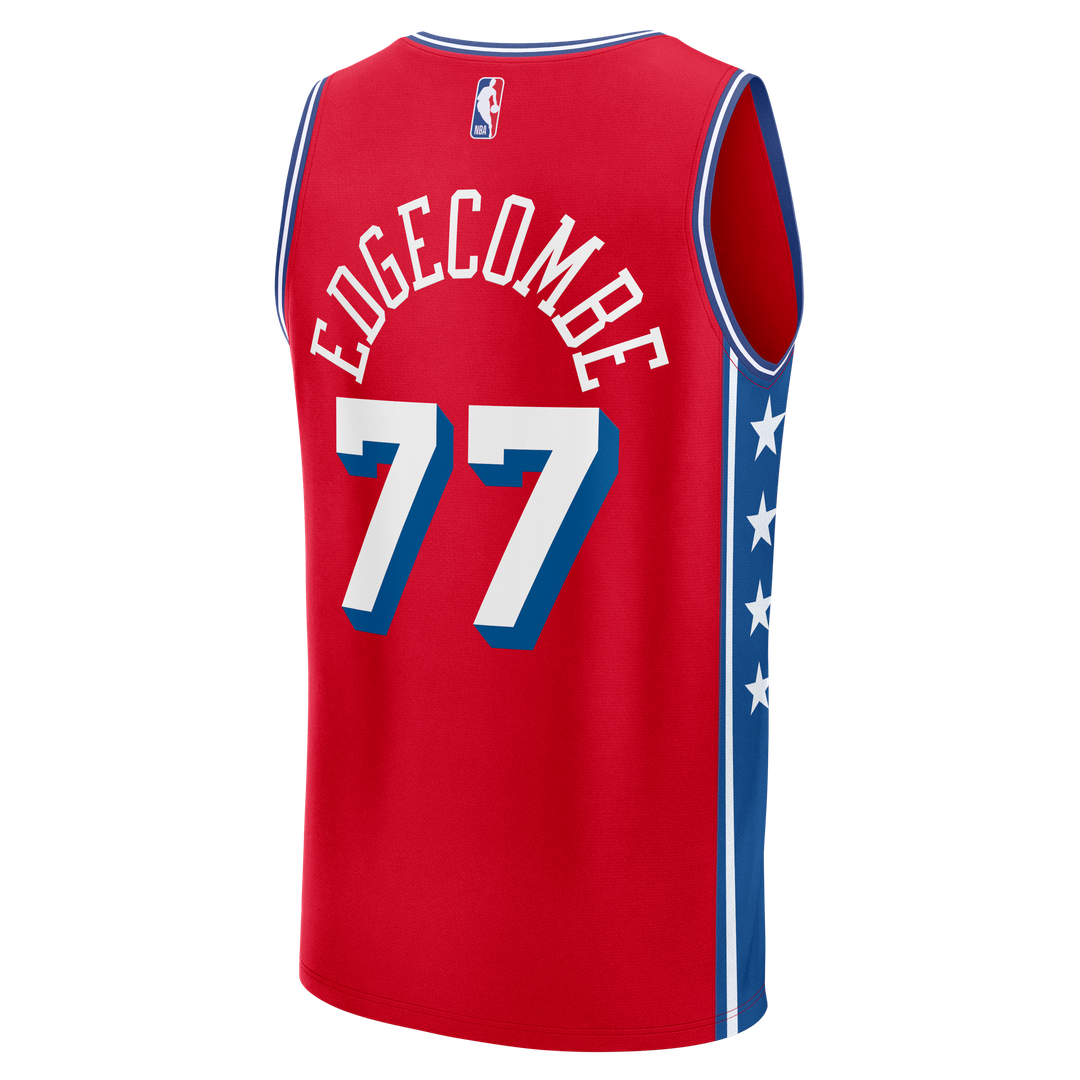 Philadelphia 76ers VJ Edgecombe Fanatics Fast Break Replica Player Jersey - Statement Edition - Red Team Jersey Sports Fan Apparel