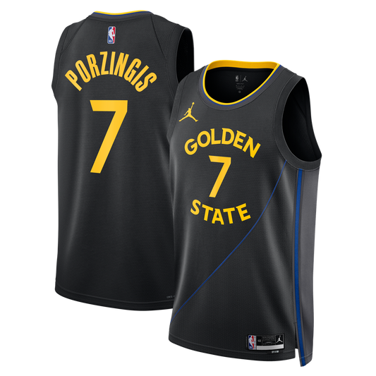Golden State Warriors Kristaps Porziņģis Jordan Brand Unisex Swingman Jersey - Statement Edition - Black Team Jersey Sports Fan Apparel