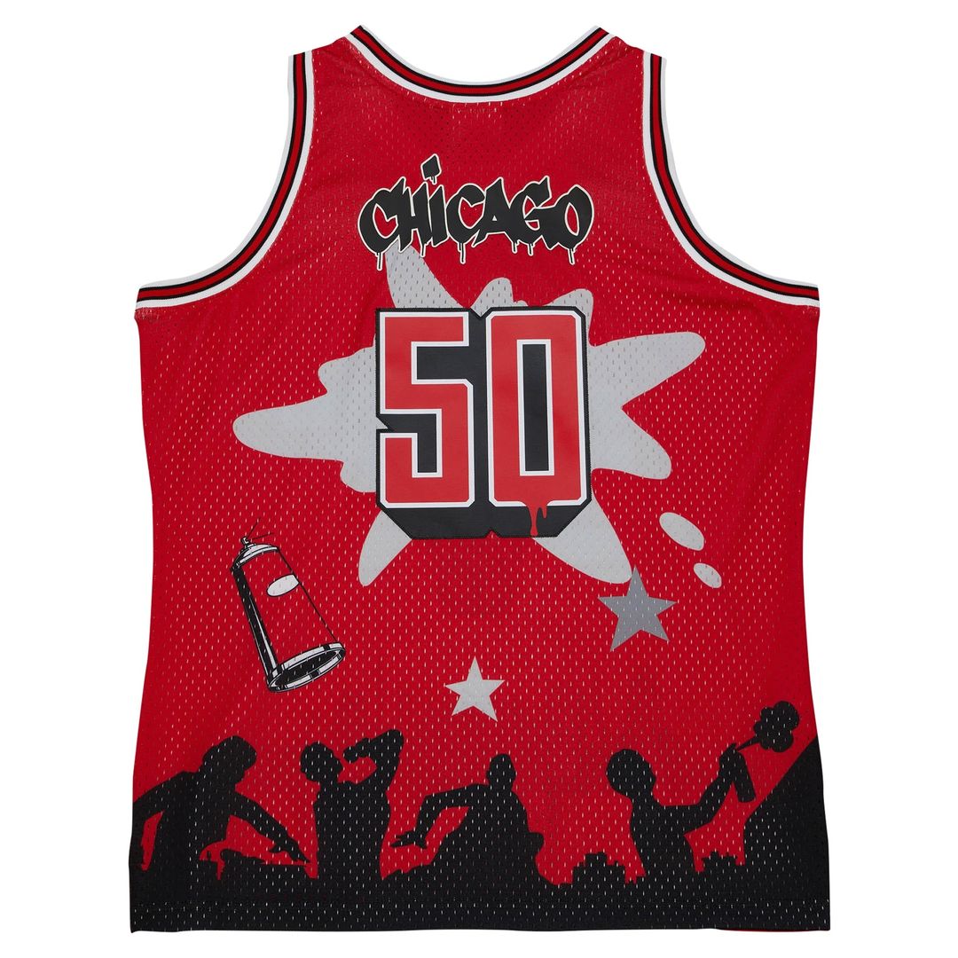 Chicago Bulls Mitchell & Ness x Tats Cru Hardwood Classics Fashion Jersey - Red Team Jersey Sports Fan Apparel