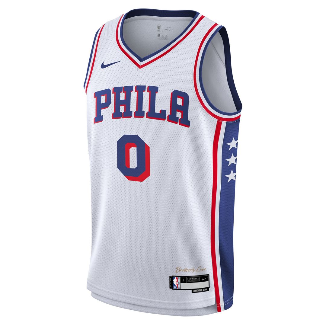 Philadelphia 76ers Tyrese Maxey Nike Youth Association Swingman Jersey - White Team Jersey Sports Fan Apparel