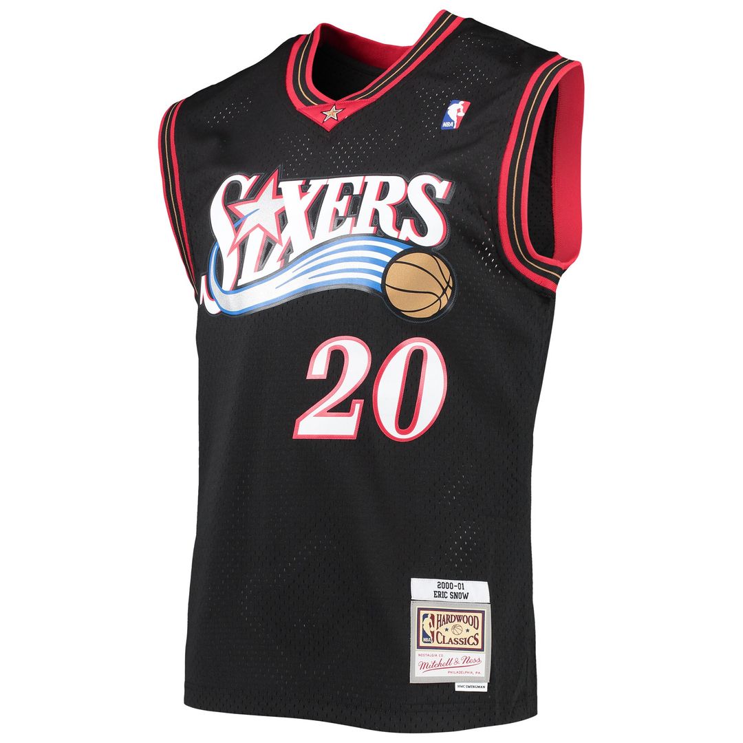 Philadelphia 76ers Eric Snow Mitchell & Ness 2000/01 Hardwood Classics Swingman Jersey - Black Team Jersey Sports Fan Apparel