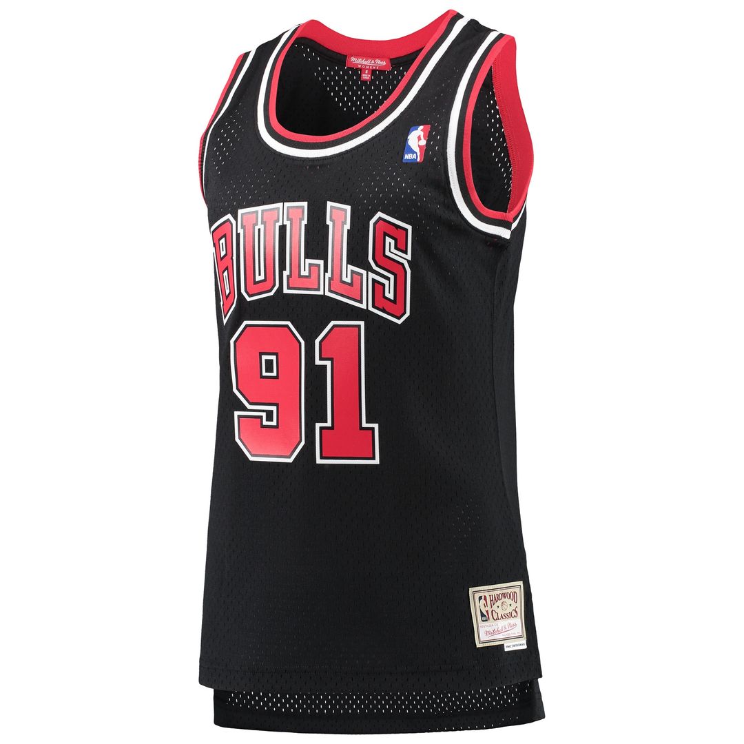 Chicago Bulls Dennis Rodman Mitchell & Ness Women's Hardwood Classics Swingman Jersey - Black Team Jersey Sports Fan Apparel