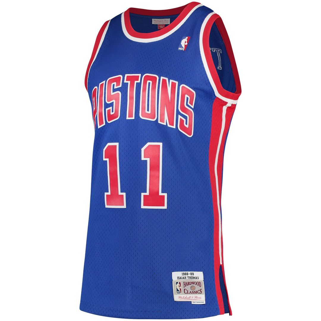 Detroit Pistons Isiah Thomas Mitchell & Ness 1988/89 Hardwood Classics Swingman Jersey - Blue Team Jersey Sports Fan Apparel