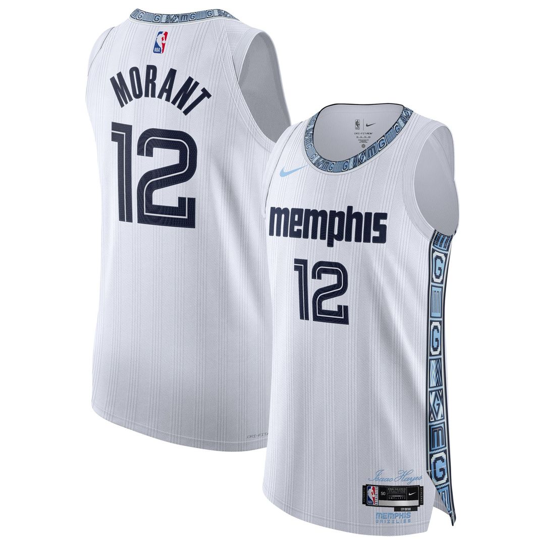 Memphis Grizzlies Ja Morant Nike Unisex 2025/26 Authentic Jersey - City Edition - White Team Jersey Sports Fan Apparel