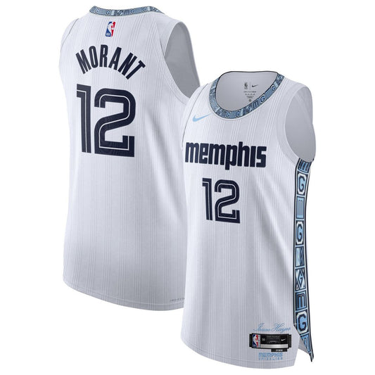 Memphis Grizzlies Ja Morant Nike Unisex 2025/26 Authentic Jersey - City Edition - White Team Jersey Sports Fan Apparel