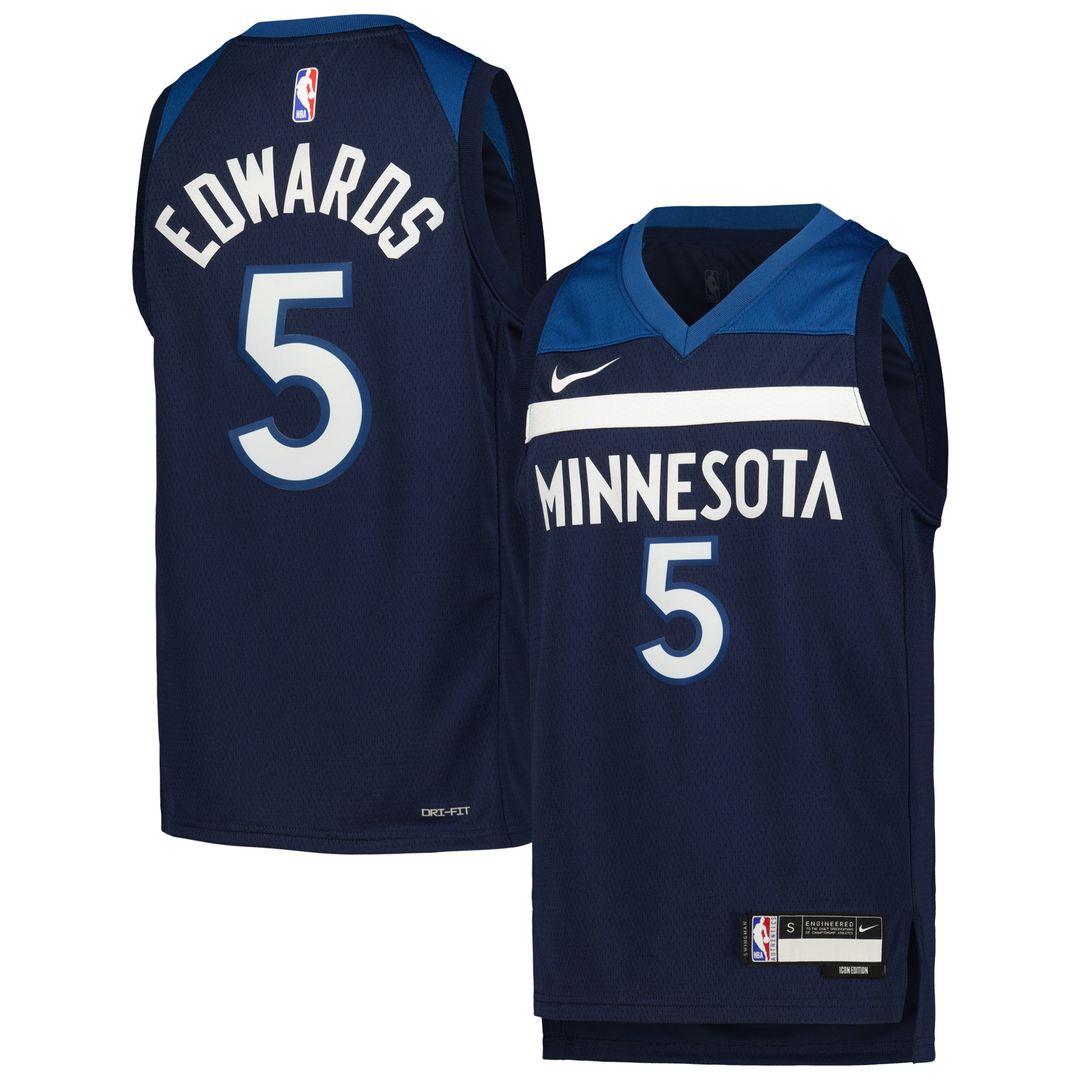 Minnesota Timberwolves Anthony Edwards Nike Youth Swingman Jersey - Icon Edition - Navy Team Jersey Sports Fan Apparel
