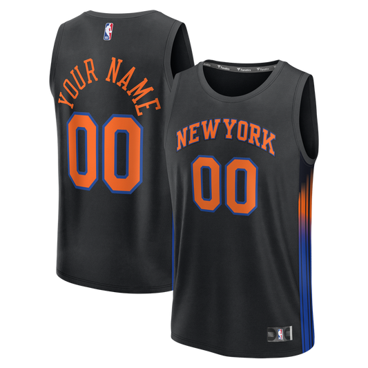 New York Knicks Fanatics Youth Fast Break Custom Jersey - Statement Edition - Black Team Jersey Sports Fan Apparel