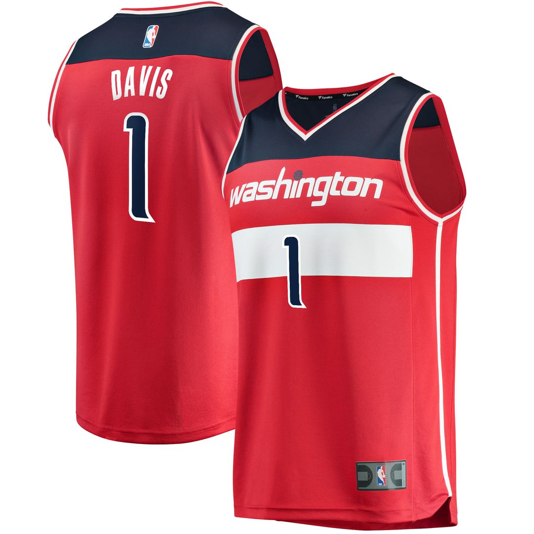 Washington Wizards Johnny Davis Fanatics Youth Fast Break Replica Jersey - Icon Edition - Red Team Jersey Sports Fan Apparel