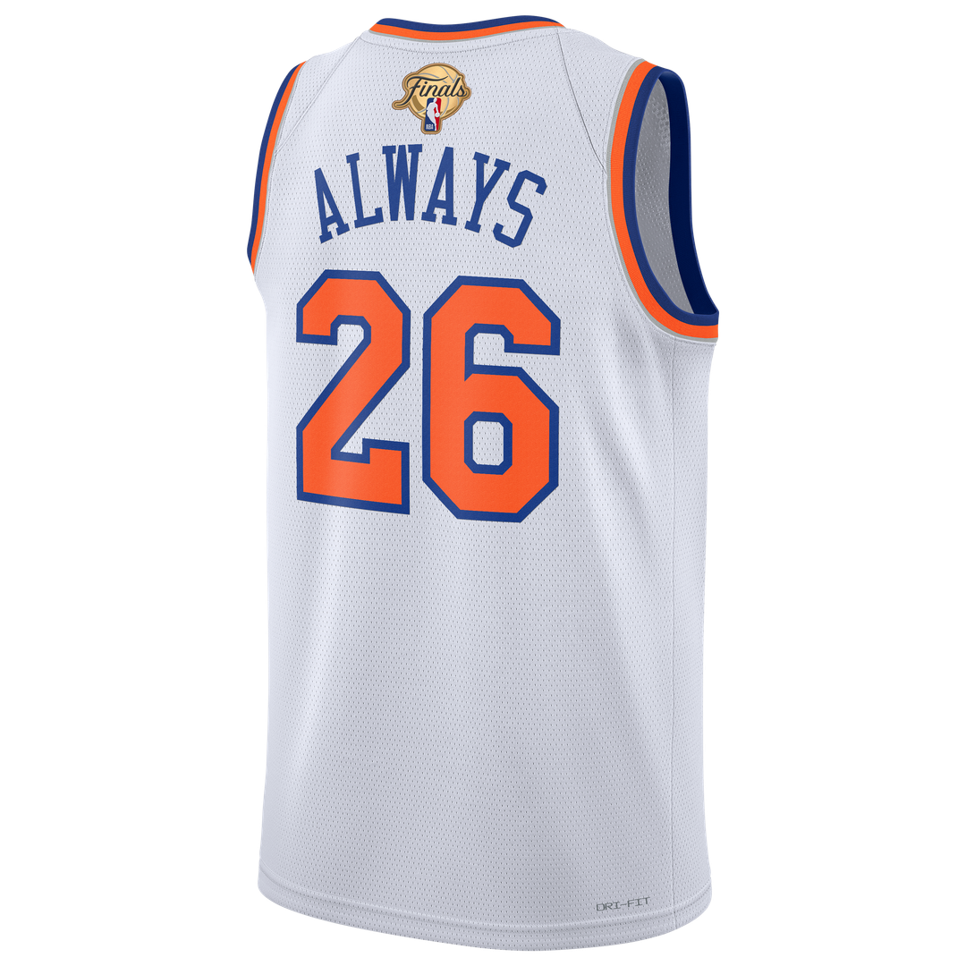 New York Knicks Nike Unisex 2026 NBA Finals Champions Always 26 Swingman Jersey - White - Association Edition Team Jersey Sports Fan Apparel