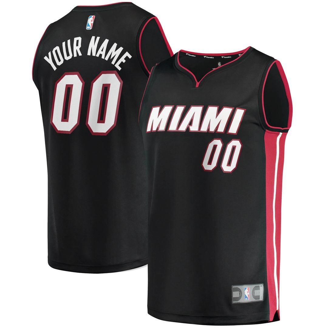 Miami Heat Fanatics Fast Break Custom Replica Jersey Black - Icon Edition Team Jersey Sports Fan Apparel