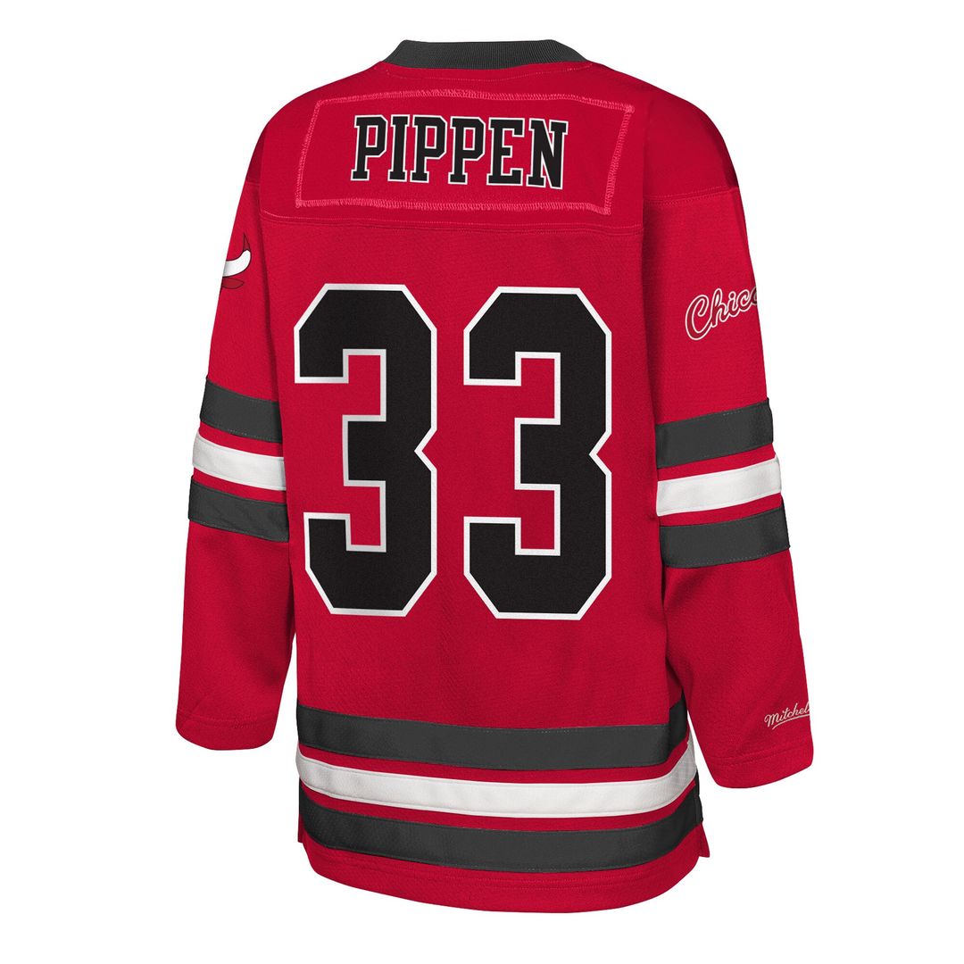 Chicago Bulls Scottie Pippen Mitchell & Ness Youth Maxxed Out 2.0 Fashion Hockey Jersey - Red Team Jersey Sports Fan Apparel