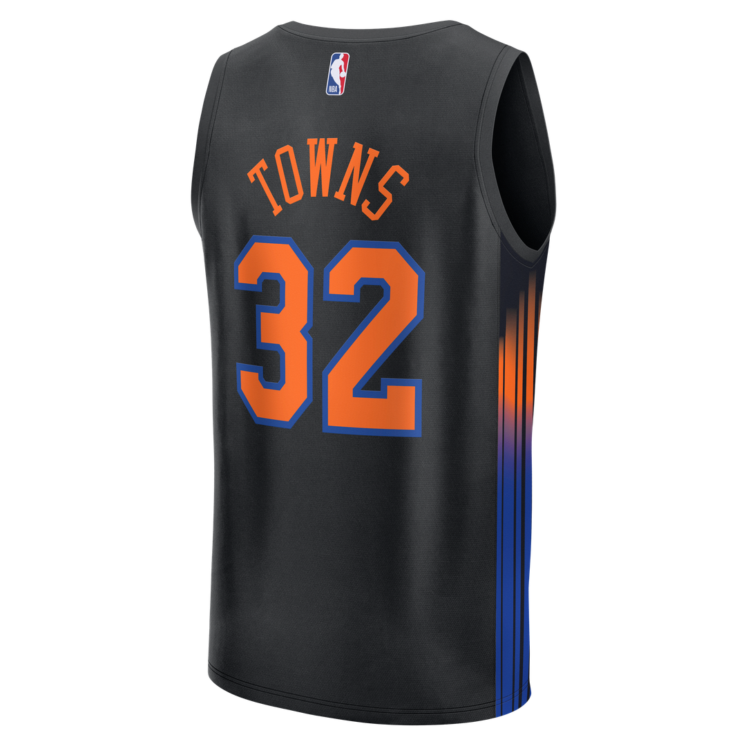 New York Knicks Karl - Anthony Towns Fanatics Youth Fast Break Jersey - Statement Edition - Black Team Jersey Sports Fan Apparel