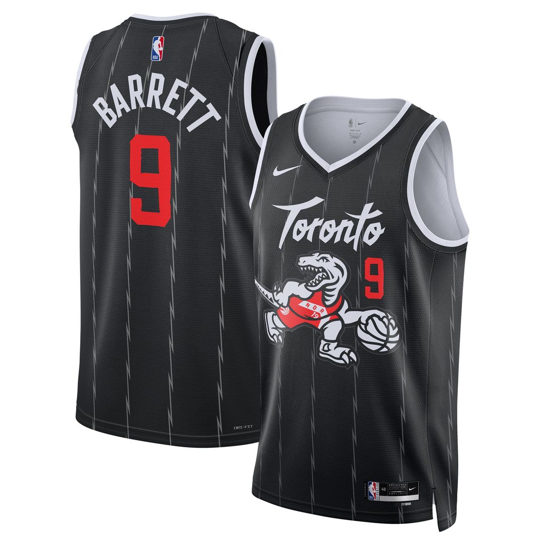 Toronto Raptors RJ Barrett Nike Unisex 2025/26 Swingman Jersey - Black - City Edition Team Jersey Sports Fan Apparel