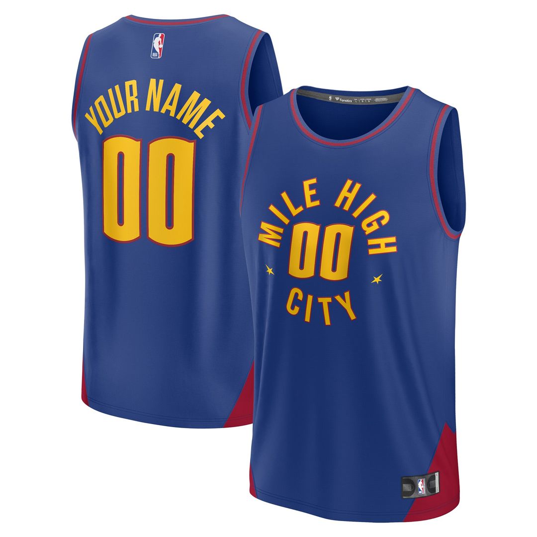 Denver Nuggets Fanatics Youth Fast Break Replica Custom Jersey - Statement Edition - Blue Team Jersey Sports Fan Apparel