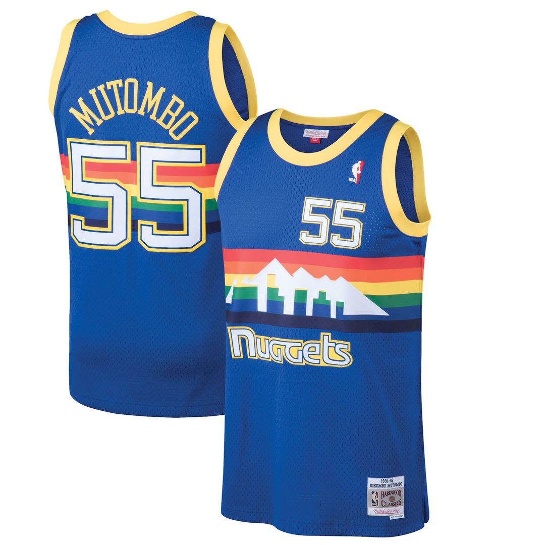 Denver Nuggets Dikembe Mutombo Mitchell & Ness 1991/92 Hardwood Classics Swingman Jersey - Blue Team Jersey Sports Fan Apparel