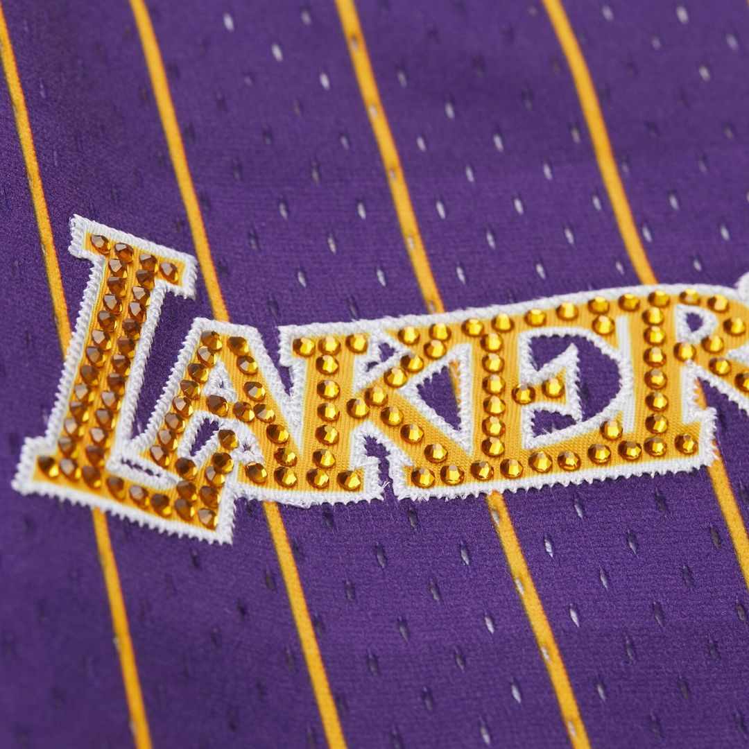 Los Angeles Lakers Mitchell & Ness x DANNIJO Women's Fashion Baseball Jersey - Purple Team Jersey Sports Fan Apparel