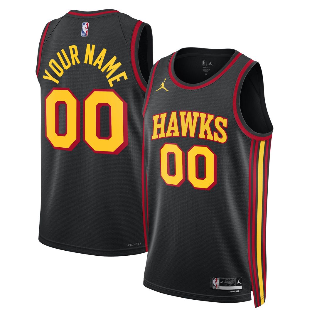 Atlanta Hawks Jordan Brand Unisex 2022/23 Swingman Custom Jersey - Statement Edition - Black Team Jersey Sports Fan Apparel