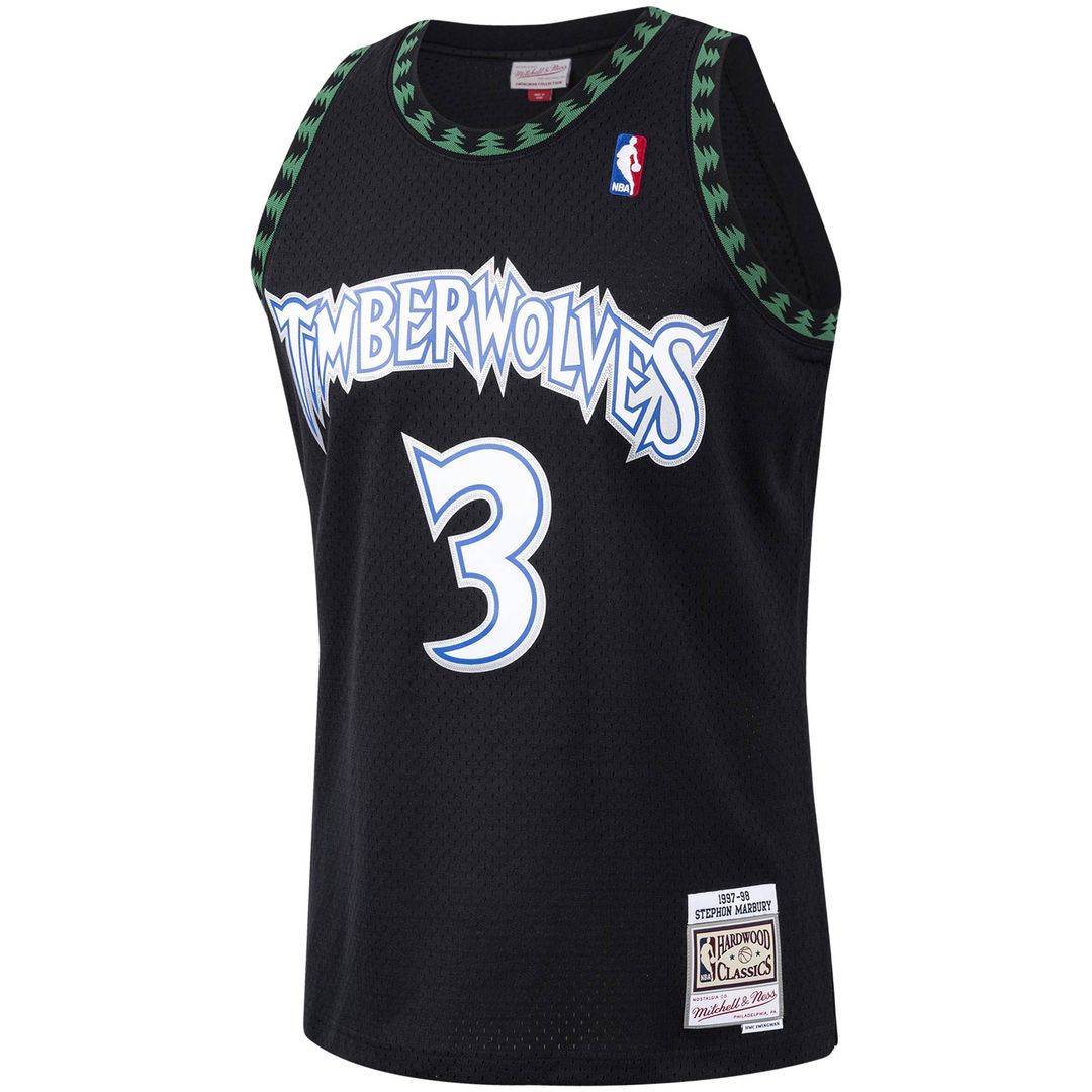 Minnesota Timberwolves Stephon Marbury Mitchell & Ness 1997/98 Hardwood Classics Swingman Jersey - Black Team Jersey Sports Fan Apparel