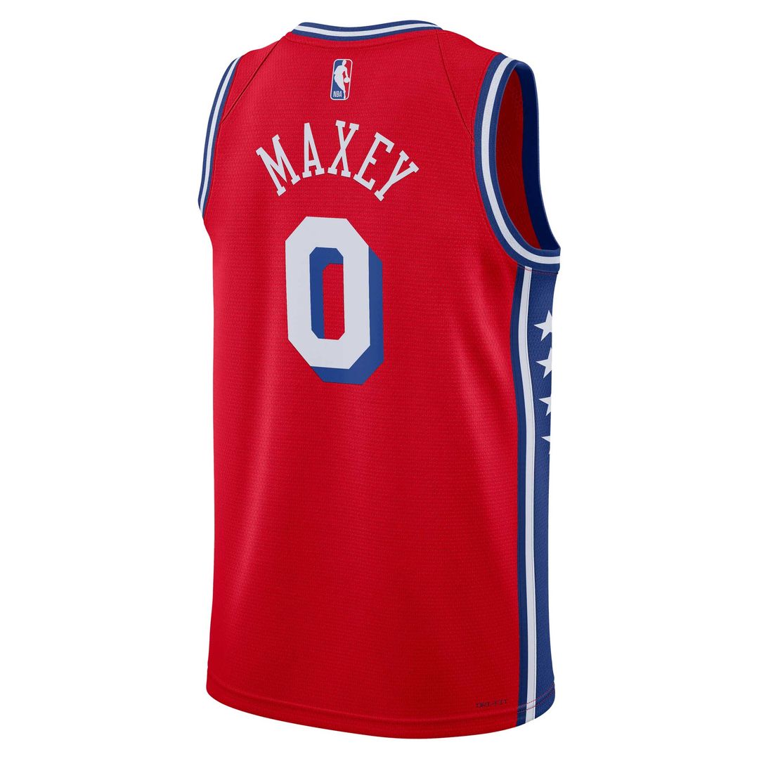 Philadelphia 76ers Tyrese Maxey Jordan Brand Unisex Swingman Jersey - Statement Edition - Red Team Jersey Sports Fan Apparel