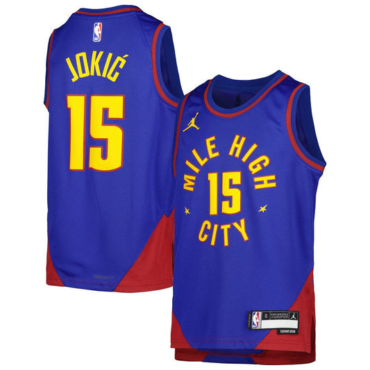 Denver Nuggets Nikola Jokic Jordan Brand Youth Swingman Jersey - Statement Edition - Blue Team Jersey Sports Fan Apparel
