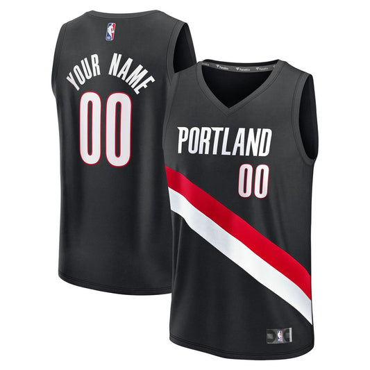Portland Trail Blazers Fanatics Fast Break Replica Custom Jersey - Icon Edition - Black Team Jersey Sports Fan Apparel
