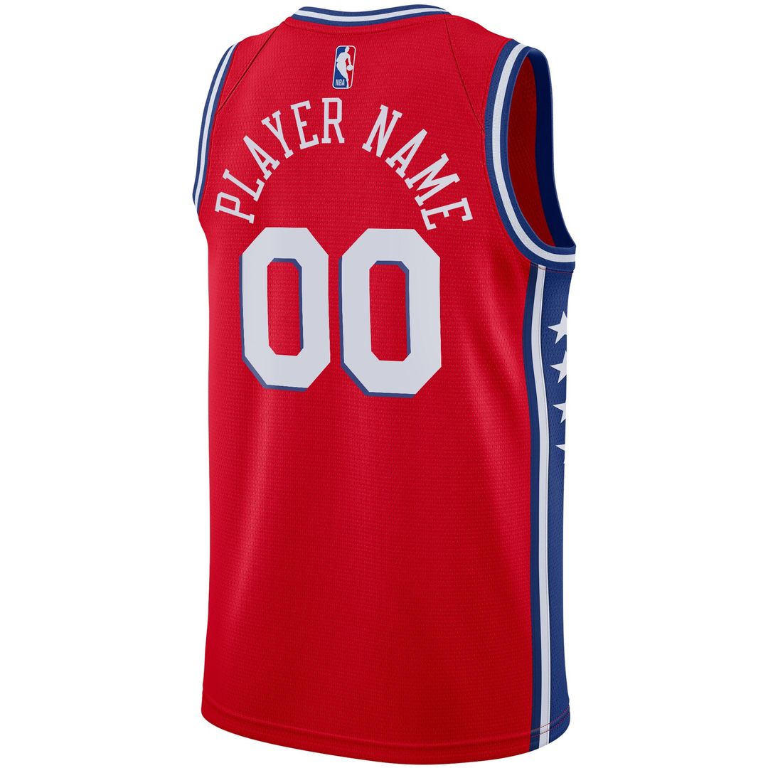 Philadelphia 76ers Jordan Brand Swingman Custom Jersey - Statement Edition - Red Team Jersey Sports Fan Apparel
