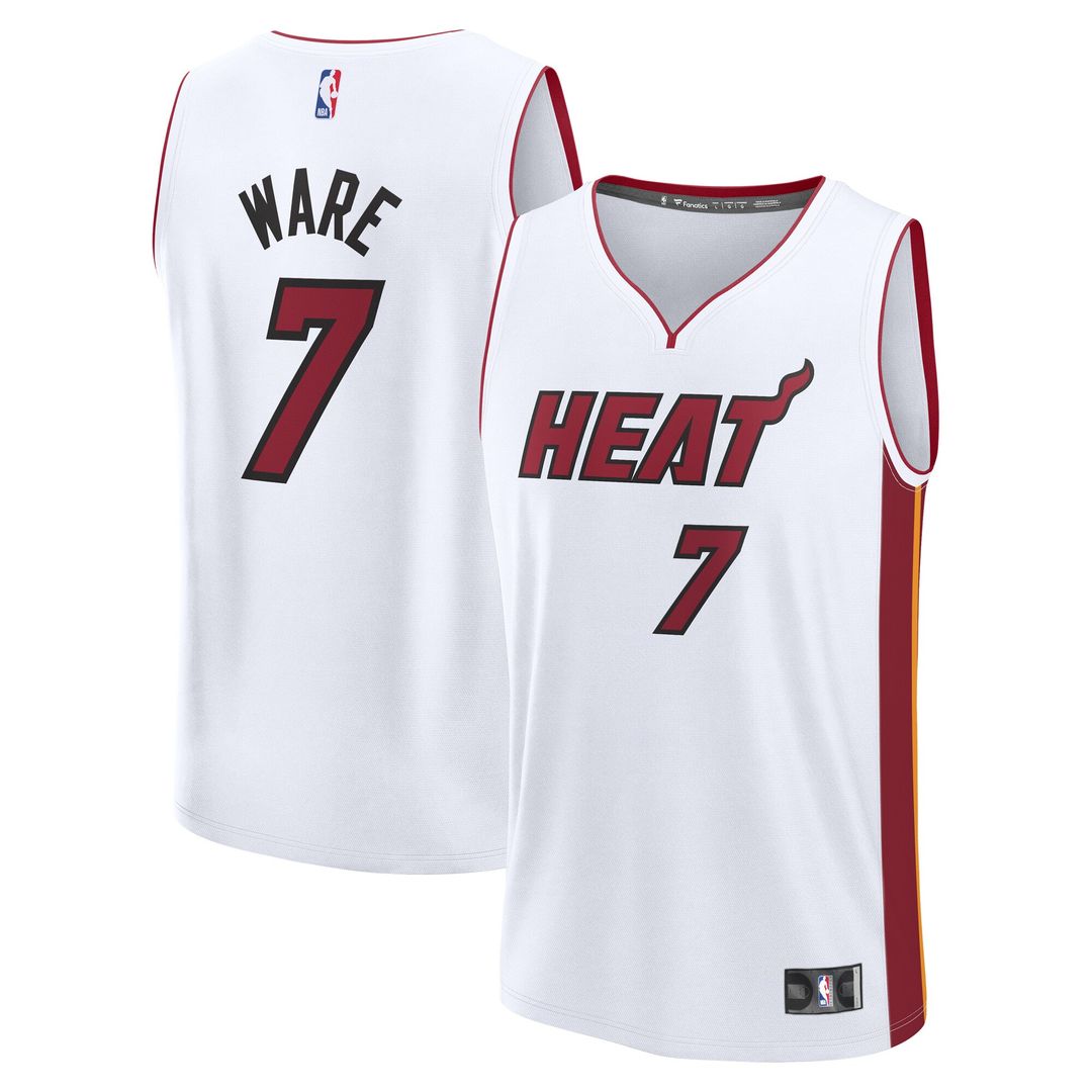 Miami Heat Kel'el Ware Fanatics Youth Fast Break Replica Player Jersey - Association - White Edition Team Jersey Sports Fan Apparel