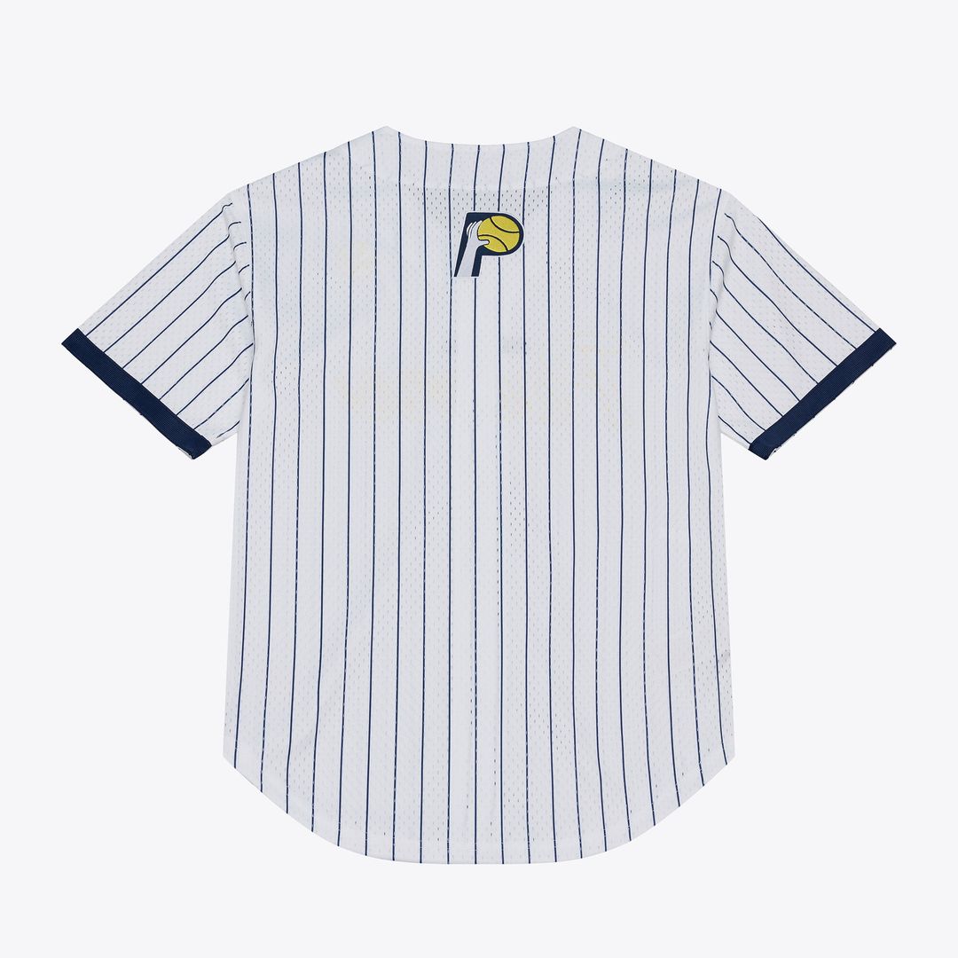 Indiana Pacers Mitchell & Ness Head Coach Pinstripe Mesh Full - Button Baseball Jersey - White Team Jersey Sports Fan Apparel