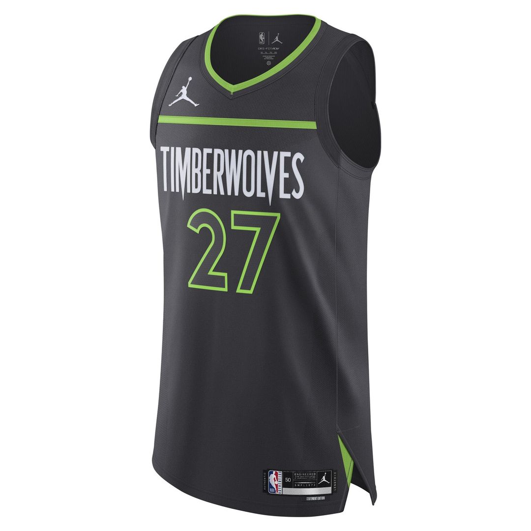 Minnesota Timberwolves Rudy Gobert Jordan Brand Authentic Jersey - Statement Edition - Anthracite Team Jersey Sports Fan Apparel