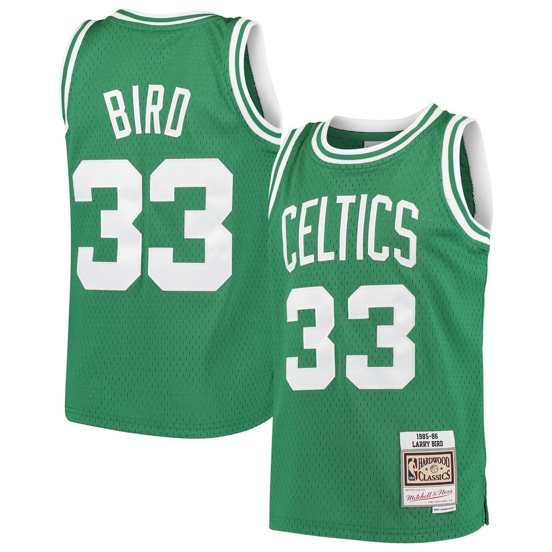 Boston Celtics Larry Bird Mitchell & Ness Youth Hardwood Classics Swingman Throwback Jersey - Kelly Green Team Jersey Sports Fan Apparel