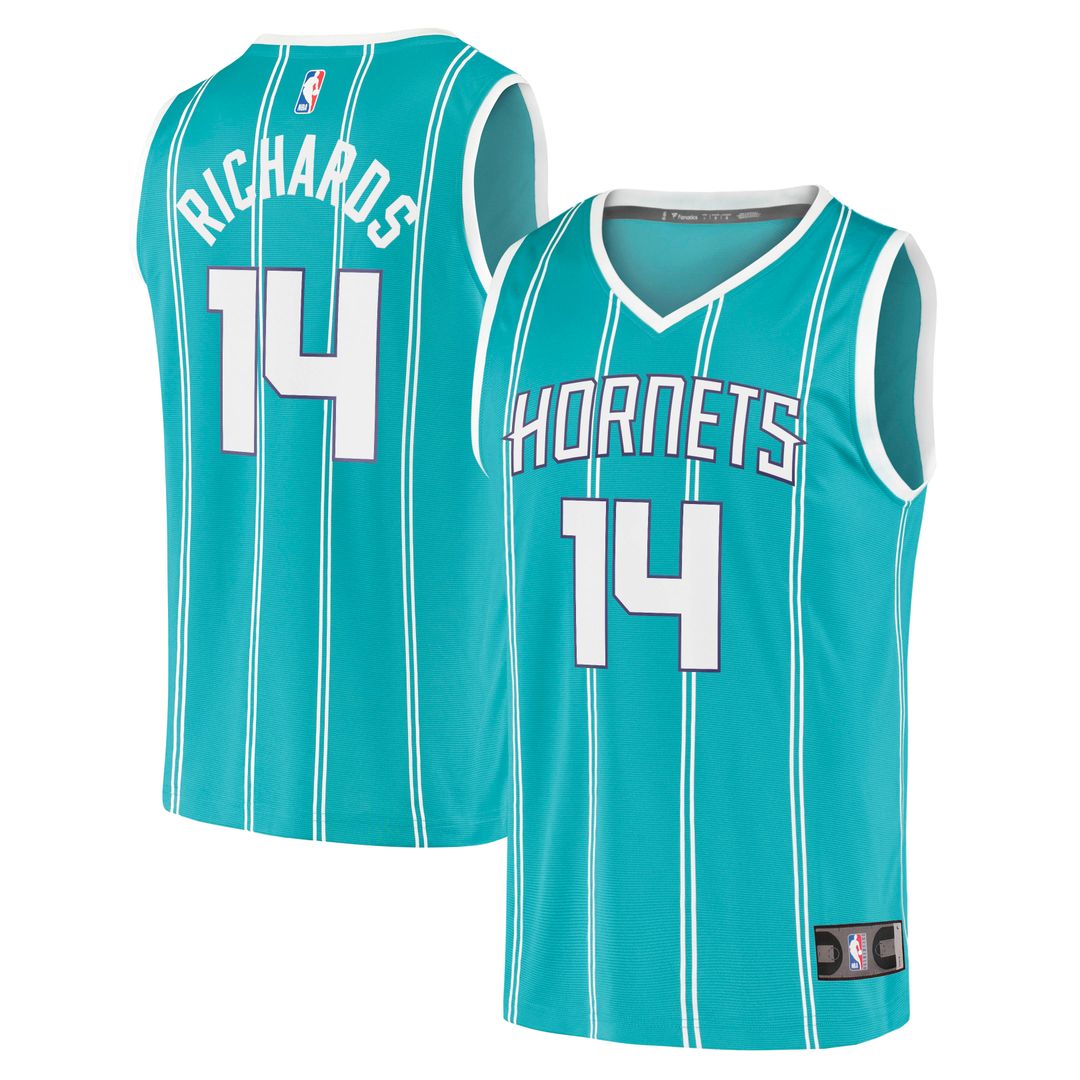 Charlotte Hornets Nick Richards Fanatics Fast Break Replica Jersey - Icon Edition - Teal Team Jersey Sports Fan Apparel