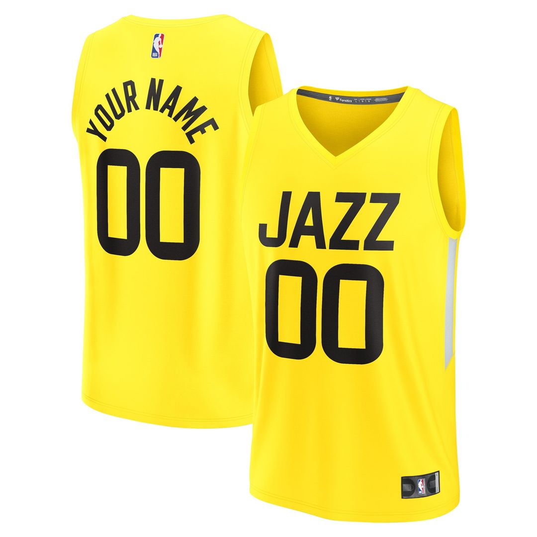 Utah Jazz Fanatics Youth Fast Break Replica Custom Jersey - Icon Edition - Yellow Team Jersey Sports Fan Apparel