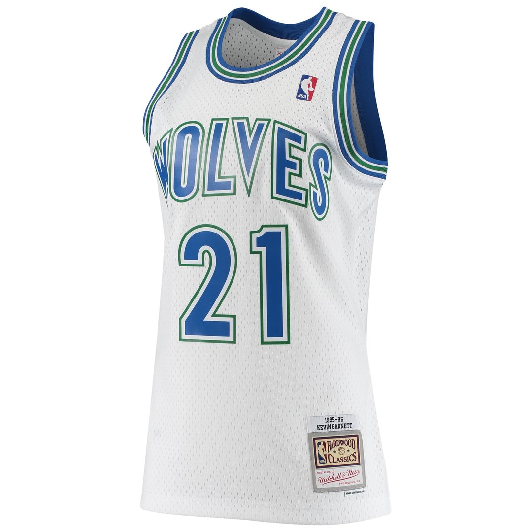 Minnesota Timberwolves Kevin Garnett Mitchell & Ness 1995/96 Hardwood Classics Swingman Jersey - White Team Jersey Sports Fan Apparel