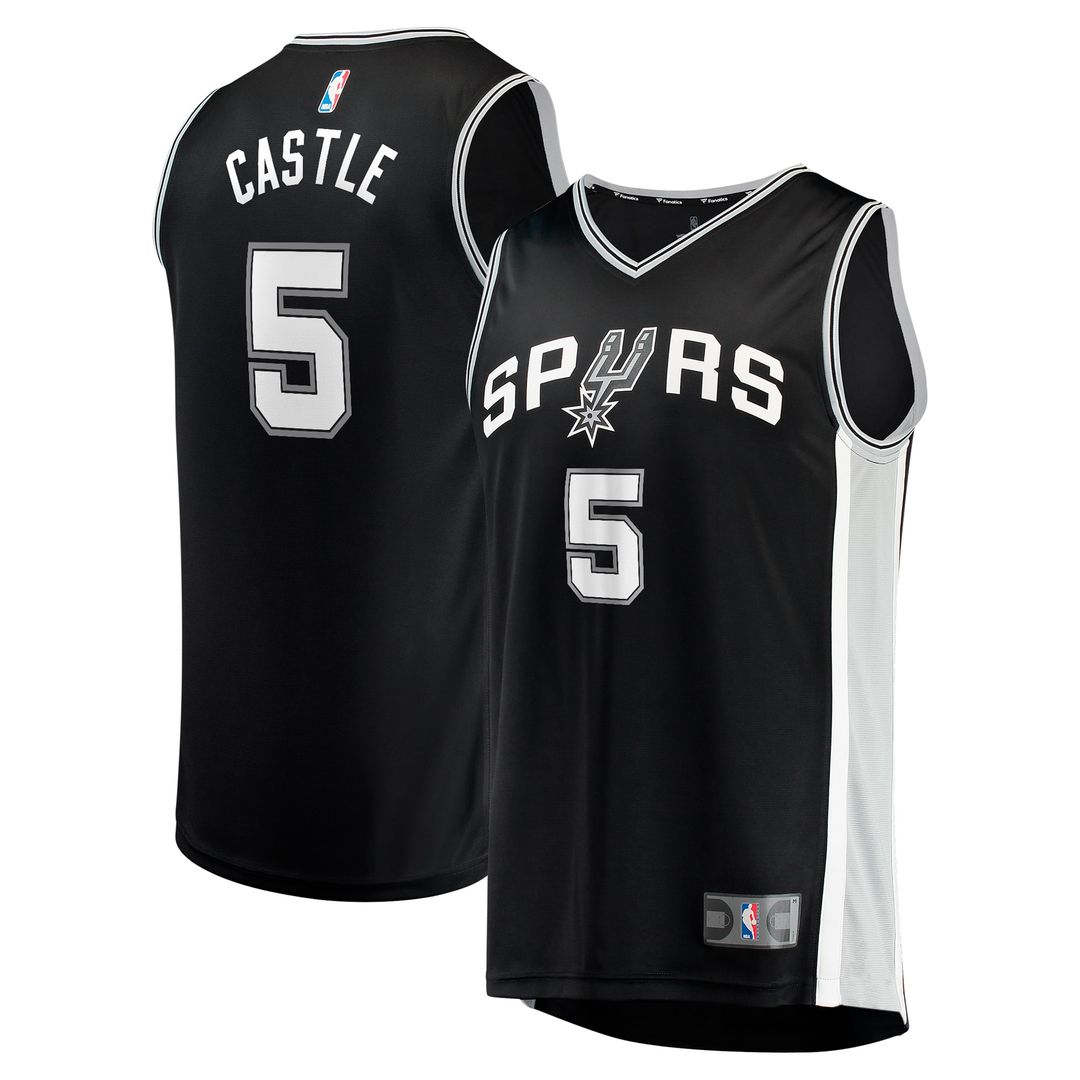 San Antonio Spurs Stephon Castle Fanatics 2024 NBA Draft Fast Break Player Jersey - Icon Edition - Black Team Jersey Sports Fan Apparel