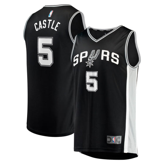 San Antonio Spurs Stephon Castle Fanatics 2024 NBA Draft Fast Break Player Jersey - Icon Edition - Black Team Jersey Sports Fan Apparel