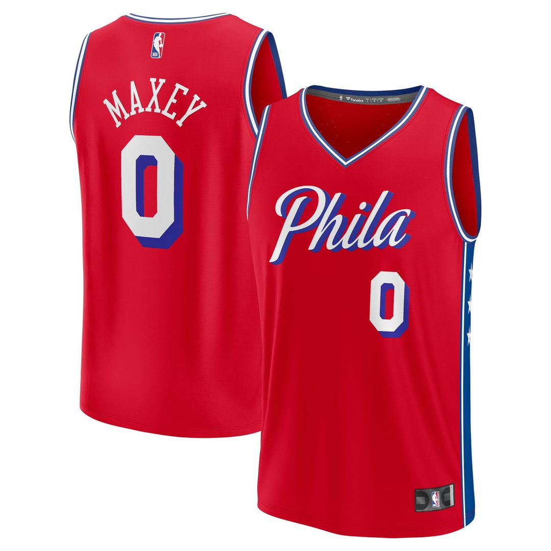 Philadelphia 76ers Tyrese Maxey Fanatics Fast Break Replica Player Jersey - Statement Edition - Red Team Jersey Sports Fan Apparel