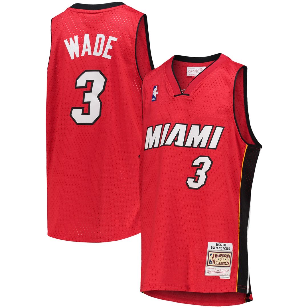 Miami Heat Dwyane Wade Mitchell & Ness Youth 2005/06 Hardwood Classics Swingman Jersey - Red Team Jersey Sports Fan Apparel