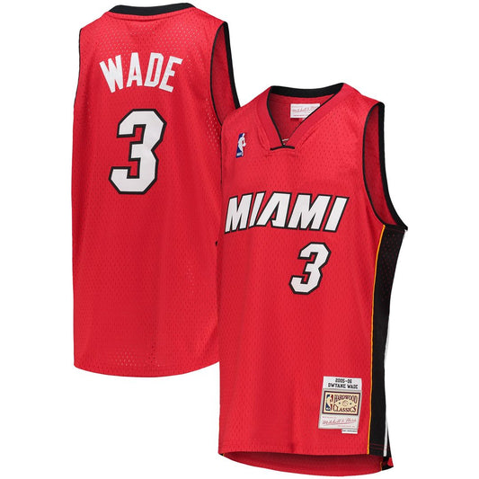 Miami Heat Dwyane Wade Mitchell & Ness Youth 2005/06 Hardwood Classics Swingman Jersey - Red Team Jersey Sports Fan Apparel