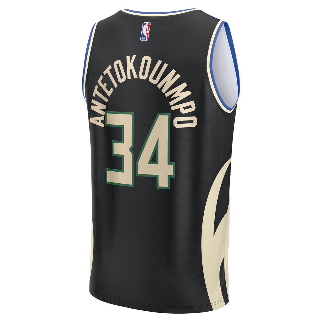 Milwaukee Bucks Giannis Antetokounmpo Fanatics Fast Break Replica Player Jersey - Statement Edition - Black Team Jersey Sports Fan Apparel