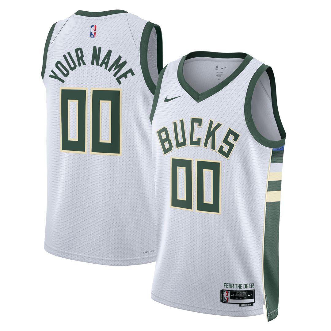 Milwaukee Bucks Nike Unisex Swingman Custom Jersey White - Association Edition Team Jersey Sports Fan Apparel