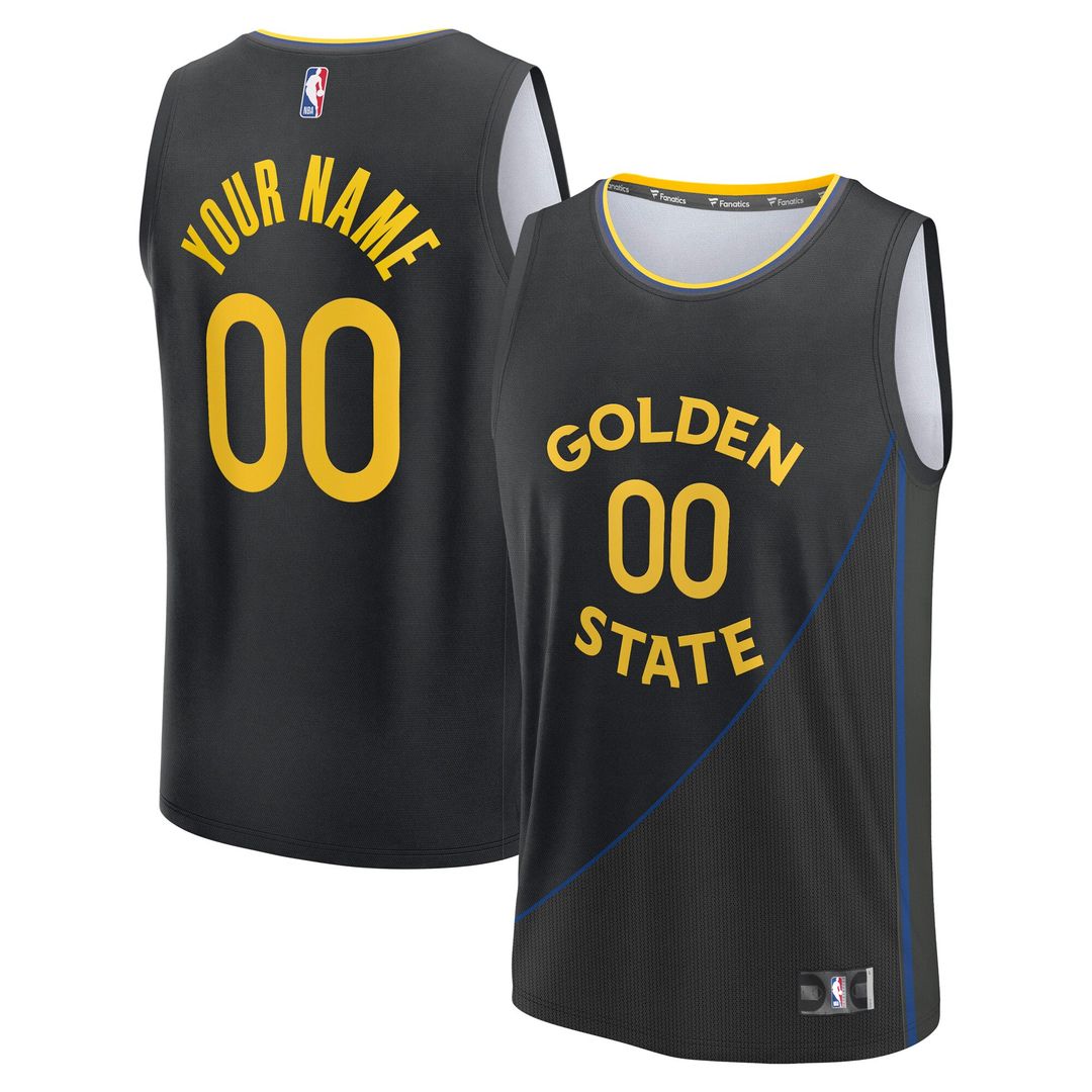 Golden State Warriors Fanatics Youth Fast Break Custom Replica Jersey - Black - Statement Edition Team Jersey Sports Fan Apparel